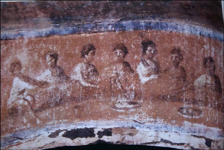 Roman Catacomb Painting at the Catacombs of Santa Priscilla. Image courtesy James Tabor.